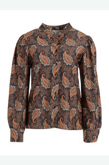 Rebelz Blouse Chloe  zwart/ oranje print