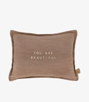 Zusss Kussen You Are Beautiful 35x25 Hazelnootbruin