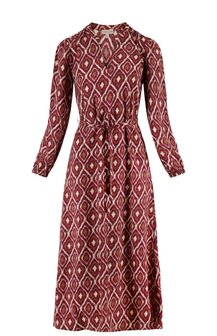 Zusss Maxi jurk met ikat print zand/roodbruin