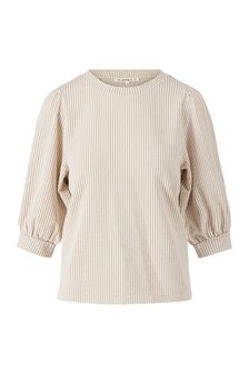 Zusss Pofmouw top gestreept offwhite/ecru