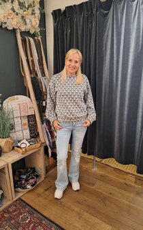 Zusss sweater van jacquard stof navy