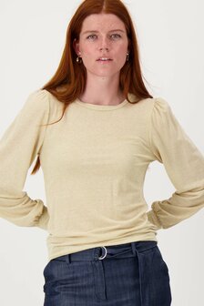 Zusss Top metlange mouwen  shimmer beige