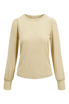 Zusss Top metlange mouwen  shimmer beige