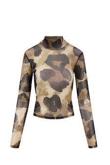 Zusss Mesh top met vlekkenprint multicolor
