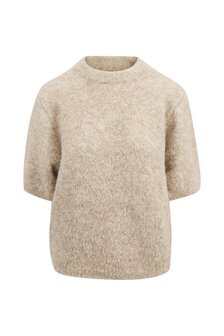 Zusss  Boucle trui met ronde hals beige