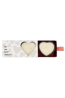 zusss set van 2 geurkaarsjes in doosje hartje wit/rood