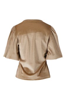 Zusss Rib velour pofmouw top goud