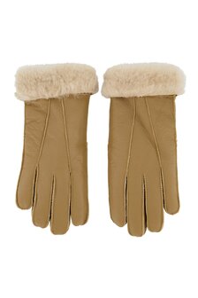 Zusss Leren handschoen met zachte binnenkant taupe