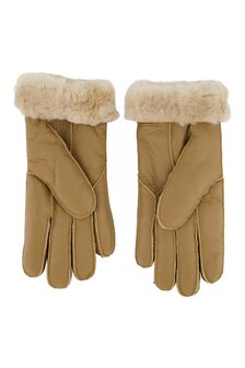 Zusss Leren handschoen met zachte binnenkant taupe