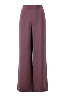 Zusss Wijde satijnen broek aubergine 