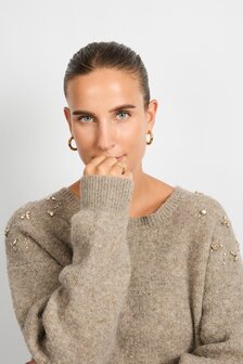 C&amp;S Kirsten knit pullover sand