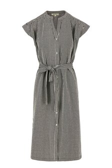 Zusss  gestreepte doorknoopjurk korte mouw  wit/zwart