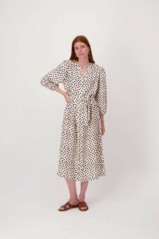 Zusss Jurk met stippen print korte mouw