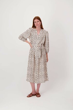 Zusss Jurk met stippen print korte mouw