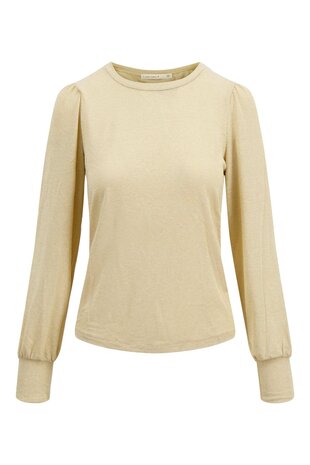 Zusss Top metlange mouwen  shimmer beige