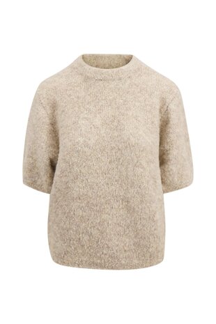 Zusss  Boucle trui met ronde hals beige