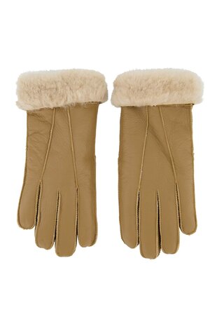 Zusss Leren handschoen met zachte binnenkant taupe