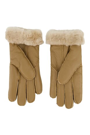 Zusss Leren handschoen met zachte binnenkant taupe