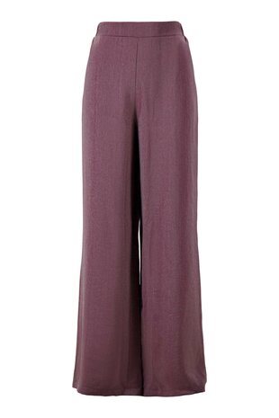 Zusss Wijde satijnen broek aubergine 