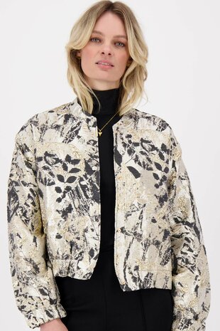 Zusss Jacquard glans jasje beige/goud
