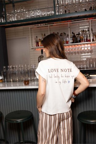 Zusss T-shirt  met opgerolde mouw ,,love note,,