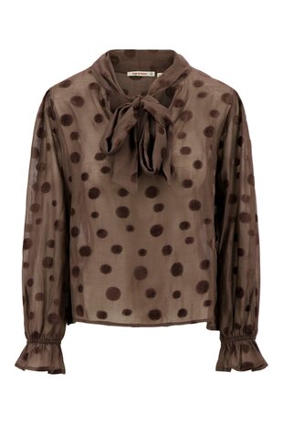 Zusss voile blouse dots  dark choco