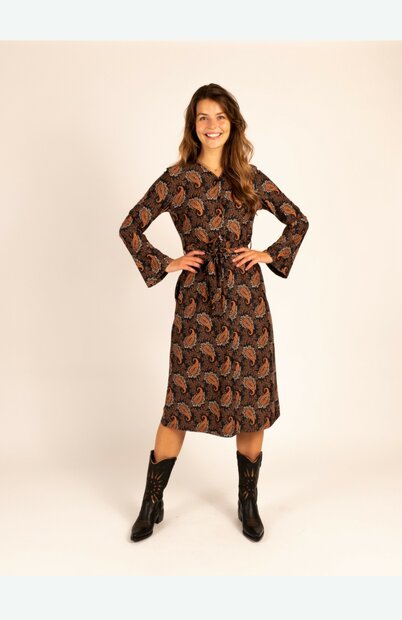Rebelz jurk Cloe  zwart/oranje