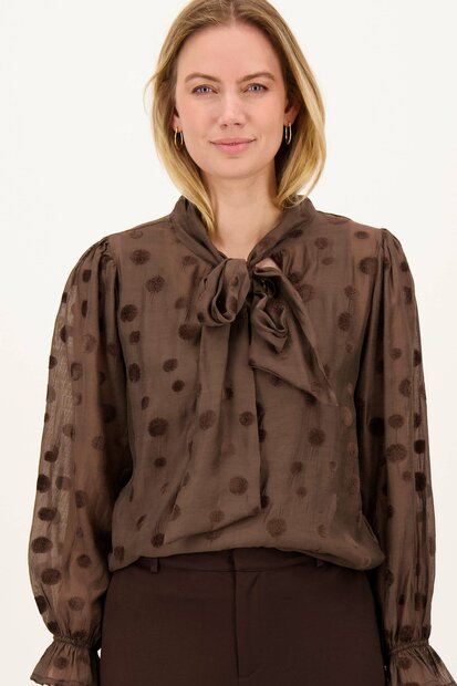 Zusss voile blouse dots  dark choco
