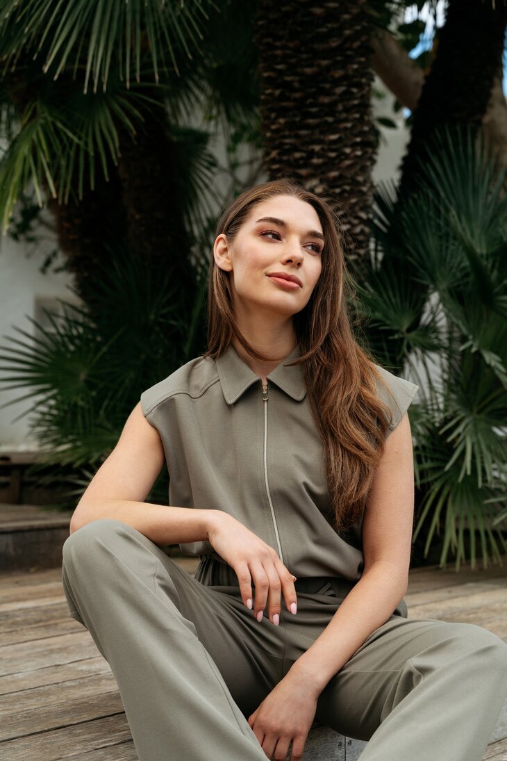 &amp;CO Gwen ongevoerd gilet Khaki