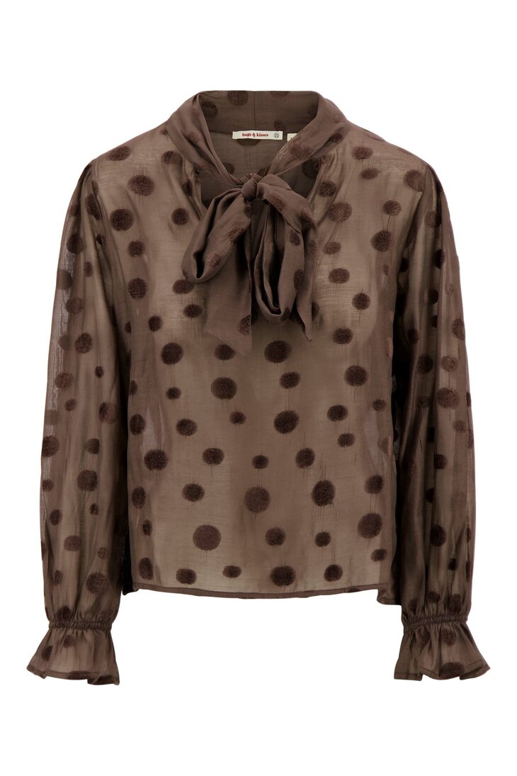 Zusss voile blouse dots  dark choco
