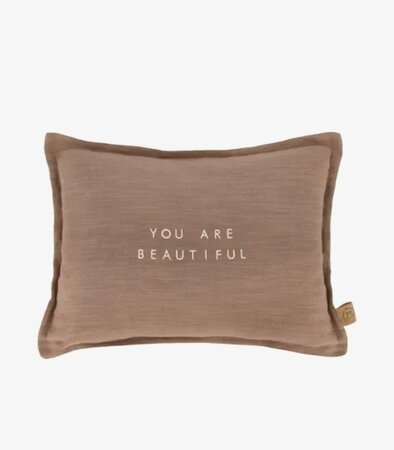 Zusss Kussen You Are Beautiful 35x25 Hazelnootbruin