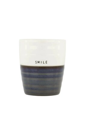 Zusss Koffiemok Smile donkerblauw/wit