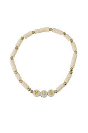 Zusss Kralenarmband met tekst kus lila