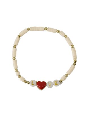 zusss kralenarmband met tekst love off white