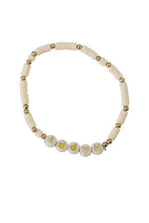 Zusss kralenarmband met tekst Happy oranje