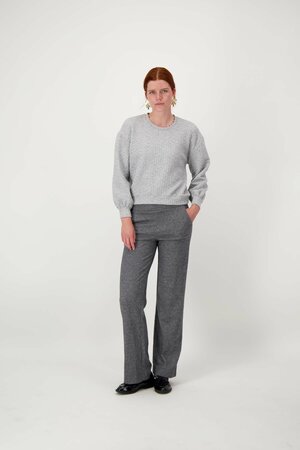 Zusss Visgraat broek antraciet grijs