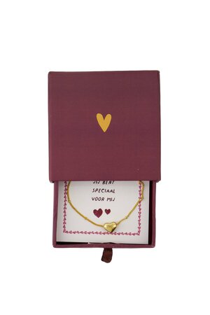 Zusss armband hartje in schuifdoosje speciaal rood
