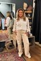 Zusss Blouse lange mouw structuur bloem wit